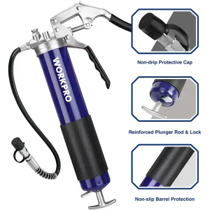 WORKPRO Pistol Grip Grease Gun Set, with 18inch Flexible Hose, 2 Fixed Tubes, 3 Nozzles Included, 14 - view 4