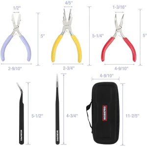 WORKPRO 5 Pcs Jewelry Pliers, Jewelry Tools Includes 6 IN 1 Wire Loop Pliers, Nylon Nose Pliers, Ben - view 2