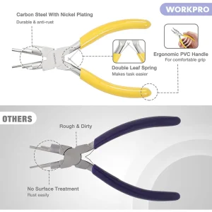 WORKPRO 5 Pcs Jewelry Pliers, Jewelry Tools Includes 6 IN 1 Wire Loop Pliers, Nylon Nose Pliers, Ben - view 3