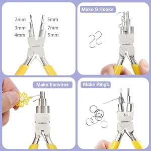 WORKPRO 5 Pcs Jewelry Pliers, Jewelry Tools Includes 6 IN 1 Wire Loop Pliers, Nylon Nose Pliers, Ben - view 4