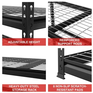 WORKPRO 5-Tier Metal Shelving Unit, Heavy Duty Adjustable Storage Rack-Black - view 4