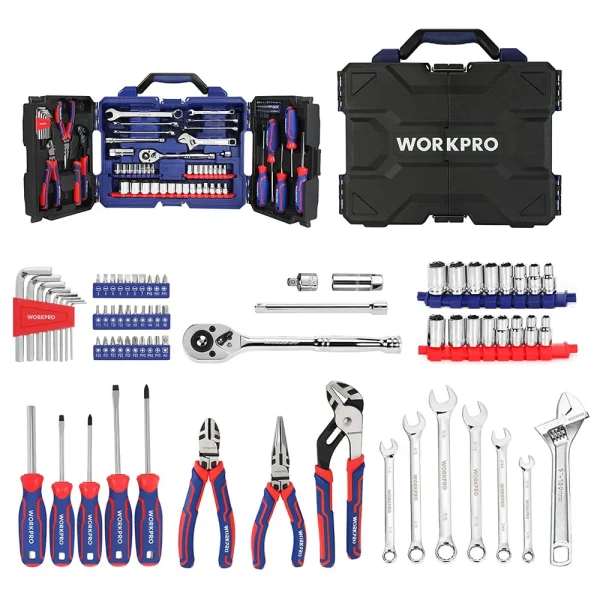 WORKPRO 87 Pcs Mechanics Tool Set, Hand Tools Kit with Storage Tool Box