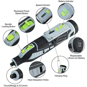 WORKPRO 12V Cordless Rotary Tool Kit & 276-piece Rotary Tool Accessories Kit & 8-Piece Clamp Set & 4 - view 2