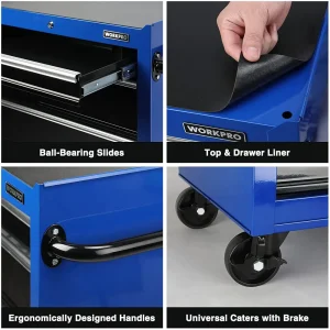 WORKPRO 4-Drawer Tool Chest, 26-Inch Rolling Metal Tool Storage Cabinet with Casters, Locking System - view 4