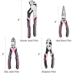WORKPRO Pink 4 Pcs Pliers Set – Pink Ribbon - view 2