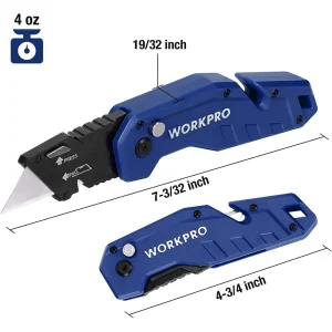WORKPRO Folding Utility Knife Lightweight Nylon Handle Utility Cutter with 10-piece Extra Blades - view 3
