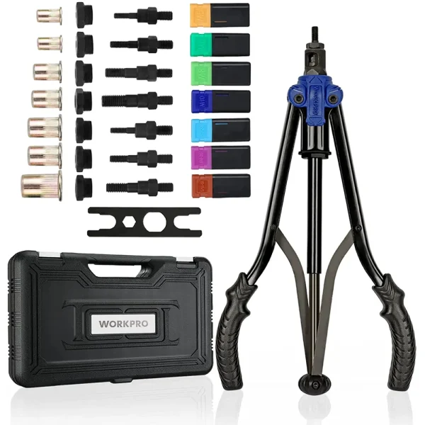 WORKPRO 15″ Rivet Nut Tool 70pcs Rivet Nuts and Carry Case Threaded Hand Nutsert Tool Kit (W)