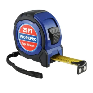 WORKPRO 25FT Tape Measure, 1/8 Fractions, and 1/32 Accuracy Easy Read Measuring Tape, Retractable Nylon Coating Measu...