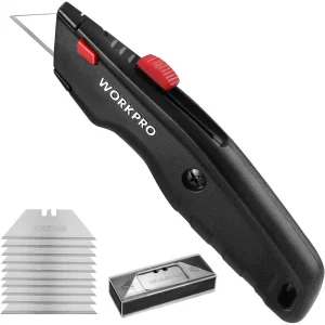 WORKPRO Premium Utility Knife, Retractable All Metal Heavy Duty Box Cutter, Quick Change Blade Razor - view 2