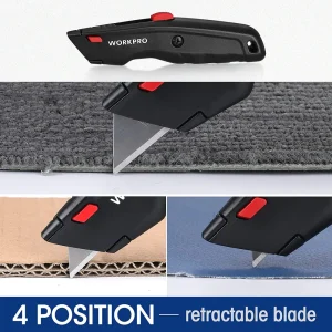 WORKPRO Premium Utility Knife, Retractable All Metal Heavy Duty Box Cutter, Quick Change Blade Razor - view 4