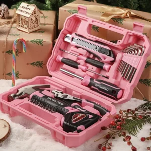 WORKPRO 35 Pcs Pink/Blue Household Tools Set with Storage Toolbox – Pink Ribbon - view 2