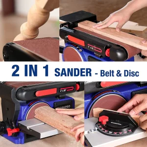 WORKPRO Belt Disc Sander, 4 in. x 36 in. Belt & 6 in. Disc Sander with 6 pcs Sandpapers, Cast Iron B - view 3