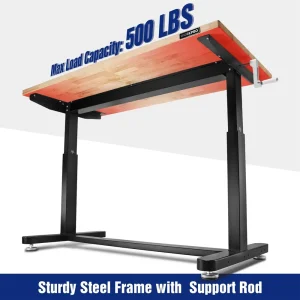 WORKPRO 60″ Height Adjustable Work Table with Crank Handle, with Casters and Leveling Feet, 500 Lbs  - view 4