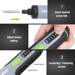 WORKPRO 4V Electric Screwdriver, Rechargeable Cordless Screwdriver Set with LED Light - view 4