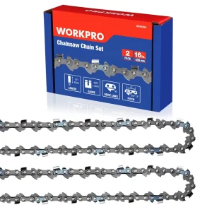 WORKPRO 2-Pack 16 Inch Chainsaw Chain, 3/8″Pitch, 56 Drive Links Wood Cutting Saw Chain for Chainsaw Parts