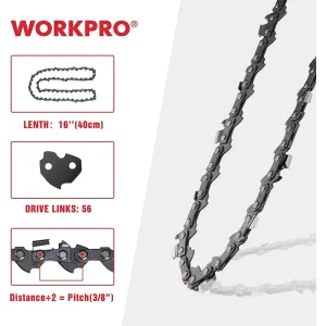 WORKPRO 2-Pack 16 Inch Chainsaw Chain, 3/8″Pitch, 56 Drive Links Wood Cutting Saw Chain for Chainsaw Parts - view 2