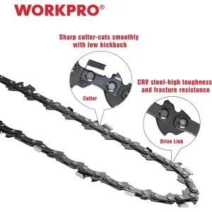 WORKPRO 2-Pack 18 Inch Chainsaw Chain, 3/8″Pitch, 62 Drive Links Wood Cutting Saw Chain for Chainsaw Parts - view 4