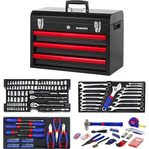 WORKPRO 408 Pcs Mechanics Tool Set with 3-Drawer Heavy Duty Metal Box - view 2
