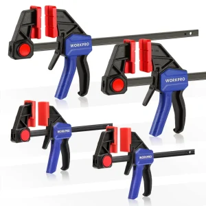 WORKPRO 6”/12” Bar Clamps for Woodworking, 150/300lbs CAP, 2PC 6” Light Duty & 2PC 12” Medium Duty