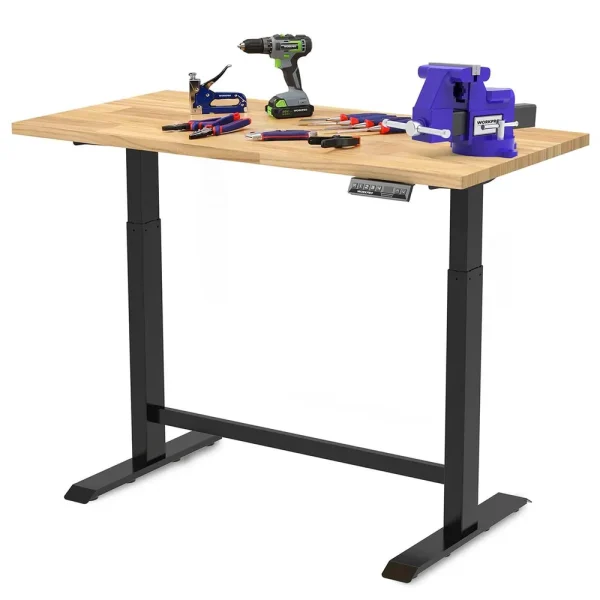 WORKPRO 48″ Electric Standing Height Adjustable Workbench with 48″x24″ Wooden Top and Dual Motor