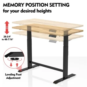 WORKPRO 48″ Electric Standing Height Adjustable Workbench with 48″x24″ Wooden Top and Dual Motor - view 3