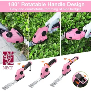 WORKPRO Pink 2 in 1 Handheld Hedge Trimmer 7.2V Electric Grass Trimmer/Hedge Shears – Pink Ribbon - view 2
