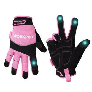 WORKPRO Safety Work Gloves, Touch Screen, Terry Fabric, Non-Slip Pink Working Gloves- M/L – Pink Ribbon