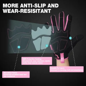 WORKPRO Safety Work Gloves, Touch Screen, Terry Fabric, Non-Slip Pink Working Gloves- M/L – Pink Ribbon - view 2
