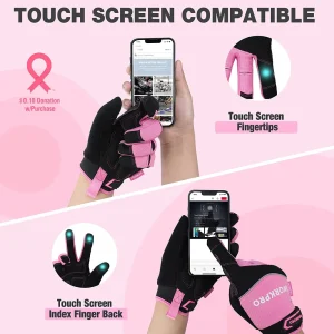 WORKPRO Safety Work Gloves, Touch Screen, Terry Fabric, Non-Slip Pink Working Gloves- M/L – Pink Ribbon - view 4