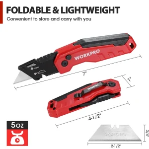 WORKPRO Folding Utility Knife, Quick Change Box Cutte 13 Extra Blades Included - view 2