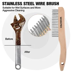 WORKPRO Wire Brush Set, 6 Pcs Brass/Stainless Steel Wire Scratch Brush Set - view 3