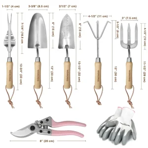 WORKPRO Pink Garden Tools 7 Pcs Set, Stainless Steel Heavy Duty Gardening Tools – Pink Ribbon - view 2