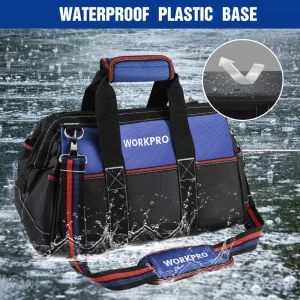 WORKPRO 16-inch Wide Mouth Tool Bag, Heavy Duty Cloth Tool Storage Bag with Water Proof Molded Base, - view 4