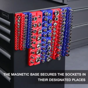 WORKPRO Magnetic Receptacle Organizer Set of 6 Includes 1/4″, 3/8″, 1/2″ Drive Metric SAE Receptacle - view 4