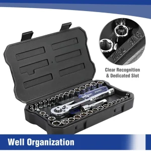 WORKPRO 39 Pcs Drive Socket Wrench Set, 1/4-Inch & 3/8-Inch Small Sockets Set - view 2