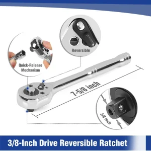WORKPRO 39 Pcs Drive Socket Wrench Set, 1/4-Inch & 3/8-Inch Small Sockets Set - view 3