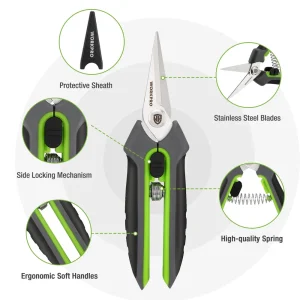 WORKPRO Garden Pruning Shears 2 Pack, 8″ Bypass Pruning Shears and 6.25″ Straight Garden Scissors - view 3