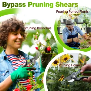 WORKPRO Garden Pruning Shears 2 Pack, 8″ Bypass Pruning Shears and 6.25″ Straight Garden Scissors - view 4