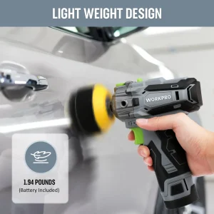 WORKPRO 12V Cordless Polisher, 3″ Mini Car Detailing Buffer & Sander Machine Kit with 2 Li-Ion Batteries - view 3