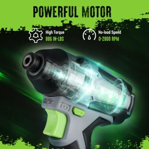 WORKPRO 12V Cordless Impact Driver Kit, 1/4” Hex Electric Impact Drill/Driver Set with 2.0Ah Lithium - view 3