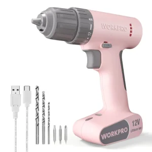 WORKPRO 12V Cordless Drill Driver Set with 6 Pcs Bits, 3/8-Inch Keyless Chuck, Variable Speed, 18 To - view 2