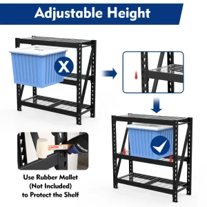 WORKPRO 3-Tier Garage Shelving Unit Heavy Duty Metal Storage Rack Height Adjustable Industrial Shelving - view 4