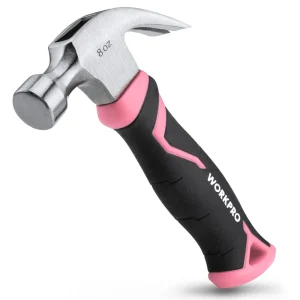 WORKPRO 8 oz Claw Hammer with Fiberglass Handle – Pink Ribbon