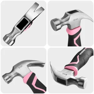 WORKPRO 8 oz Claw Hammer with Fiberglass Handle – Pink Ribbon - view 4