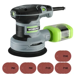 WORKPRO 2.5 Amp Electric 5-Inch Random Orbit Sander, 6 Variable Speeds 7000 to 14000 RPM