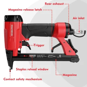 WORKPRO Pneumatic 21/22 Gauge Staple Gun, 8016/7116 Upholstery Stapler with Staples 1/4” to 5/8” - view 2