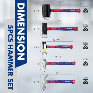 WORKPRO 5 Pcs Hammer Set - view 2