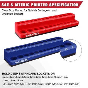 WORKPRO 1/2-inch, 1/4-inch, 3/8-inch Magnetic Socket Organizer Set - view 4