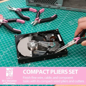 WORKPRO 33 Pcs Precision Repair Tool Set Includes Pliers Set – Pink Ribbon - view 4