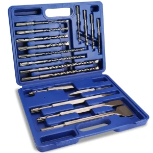 WORKPRO 17 Pcs SDS-Plus Rotary Hammer Drill Bits and Chisel Set
